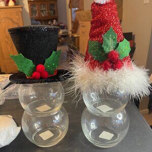 set of 2 snow globes snowman (141)